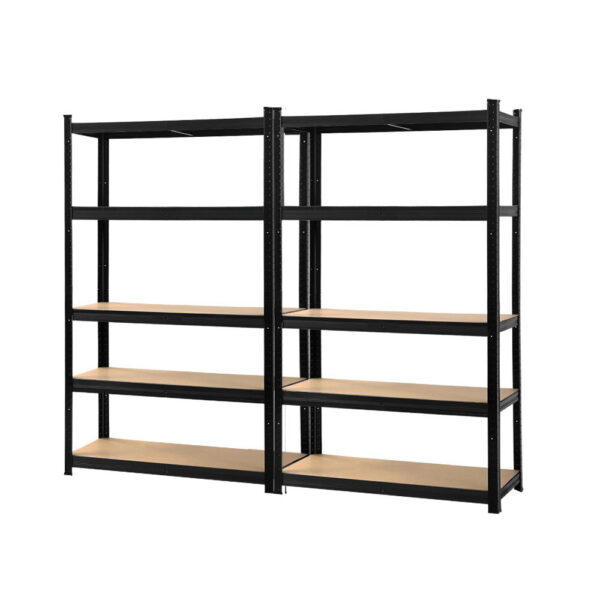 Fanno-Heavy-Duty Storage Shelf Rack Adjustable Steel Shelving Unit 200kg Capacity Black