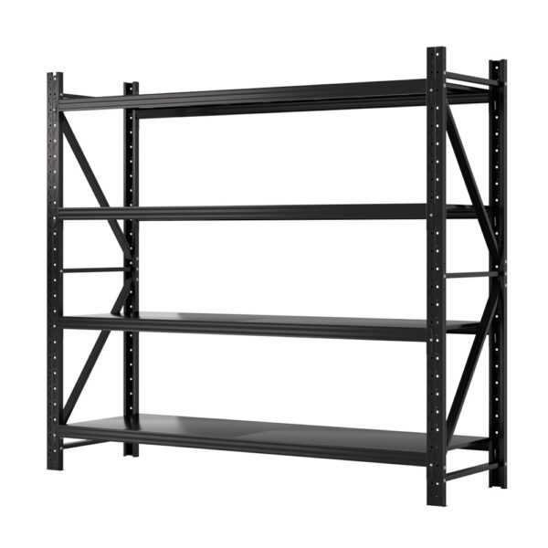 Fanno-Heavy Duty Shelving Unit 200kg Capacity Adjustable Steel Storage Rack Black