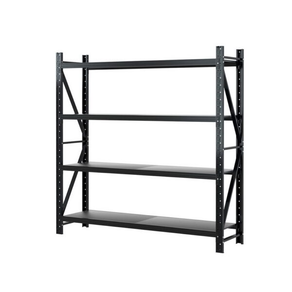 Fanno-Heavy Duty Storage Rack 200kg Capacity Adjustable Steel Shelving Unit Black