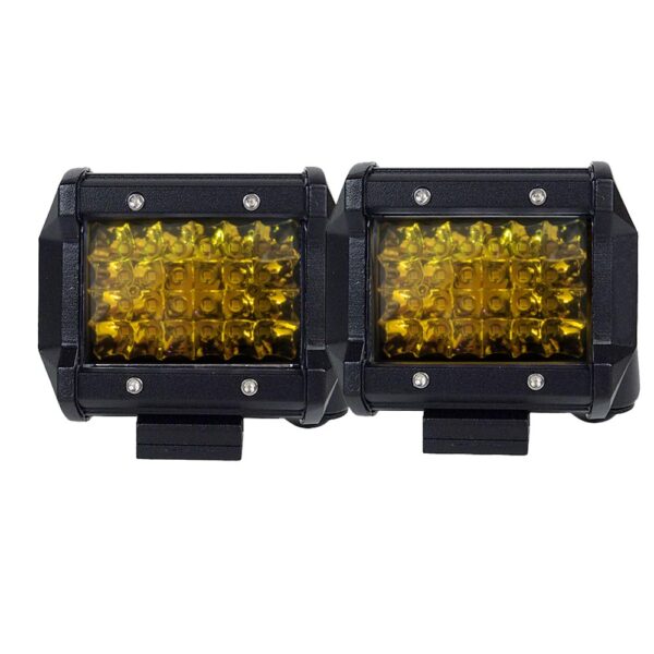 Fanno-4 Inch Spot LED Work Light Bar 2 Pack Quad Row 4WD Fog Amber Reverse Driving