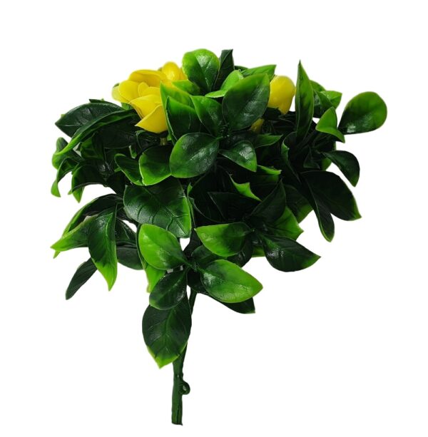 Fanno-Faux Flowering Yellow Rose Stem UV Resistant 30cm for Green Walls and Planters