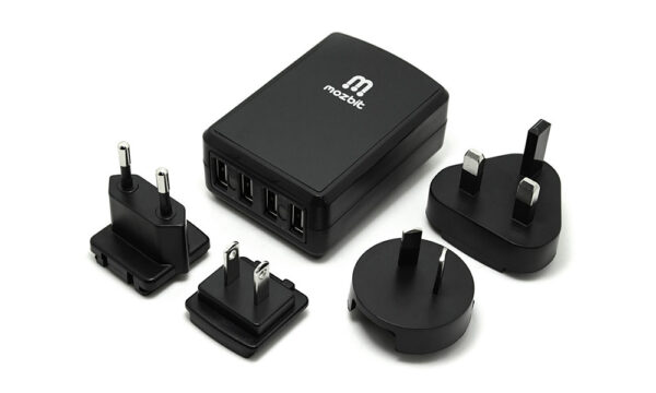 Fanno-4 Port USB Travel Wall Charger with International Adapters for Global Use